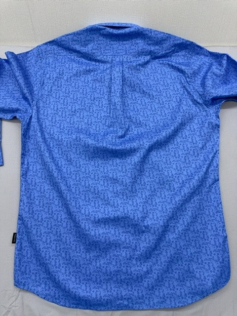 Kenneth Cole Men's Blue Printed Cotton Button Down XXL Long Sleeve