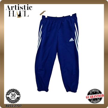 Adidas Unisex Navy Three Stripes Track Pants Size L Tapered