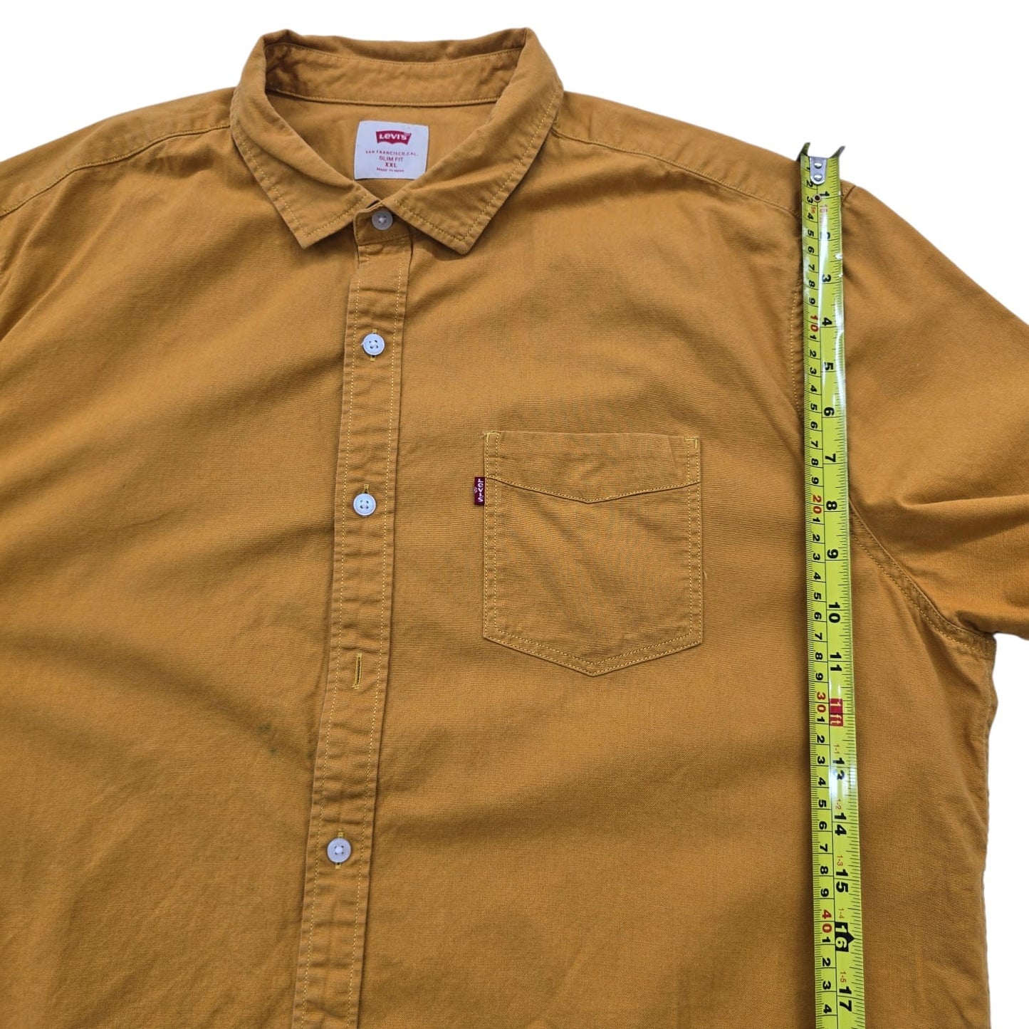 Levi's Men's Golden Yellow Slim Fit Short Sleeve Shirt XXL