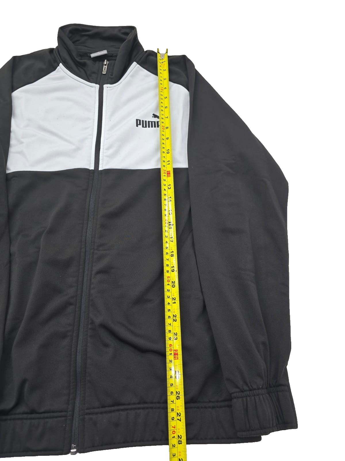 Puma Men's Track Jacket Black White Full Zip Athletic Sportswear Size L
