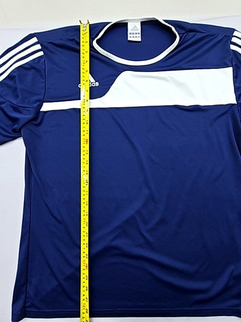 Adidas Navy Striped Soccer Jersey XL Men Short Sleeve Crewneck