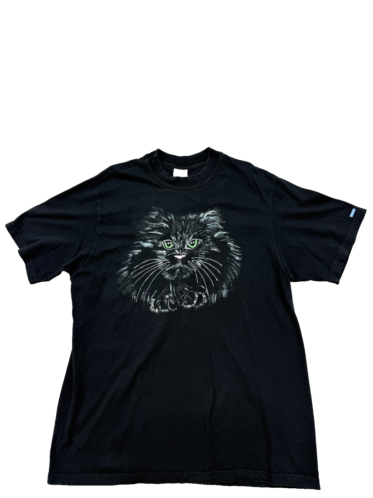 Decathlon Black Cat Graphic Print Cotton T-Shirt Size L