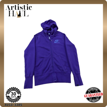 Nike Unisex Purple Full-Zip Hoodie Size L 100% Cotton Sportswear
