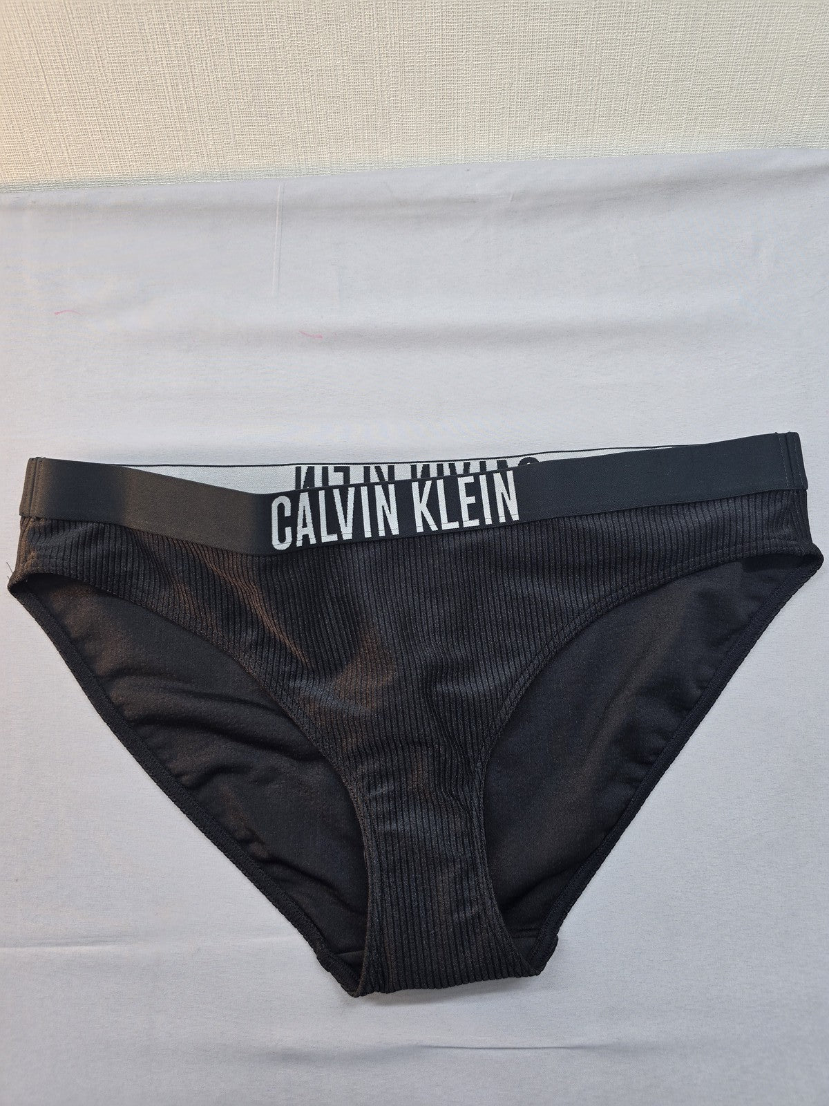 Calvin Klein Black Bikini Briefs L Mesh Logo NWT