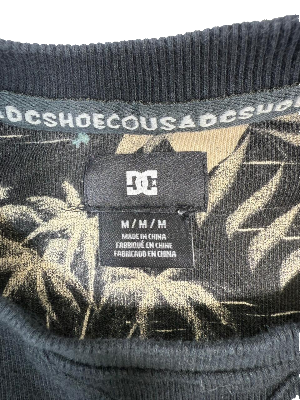 DC Shoes Men's Black Palm Tree Print Pocket Crewneck Sweatshirt Size M
