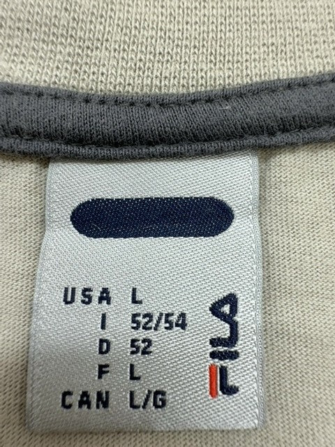 Fila Men's Olive Green V-Neck Cotton T-Shirt Logo Size L VGUC