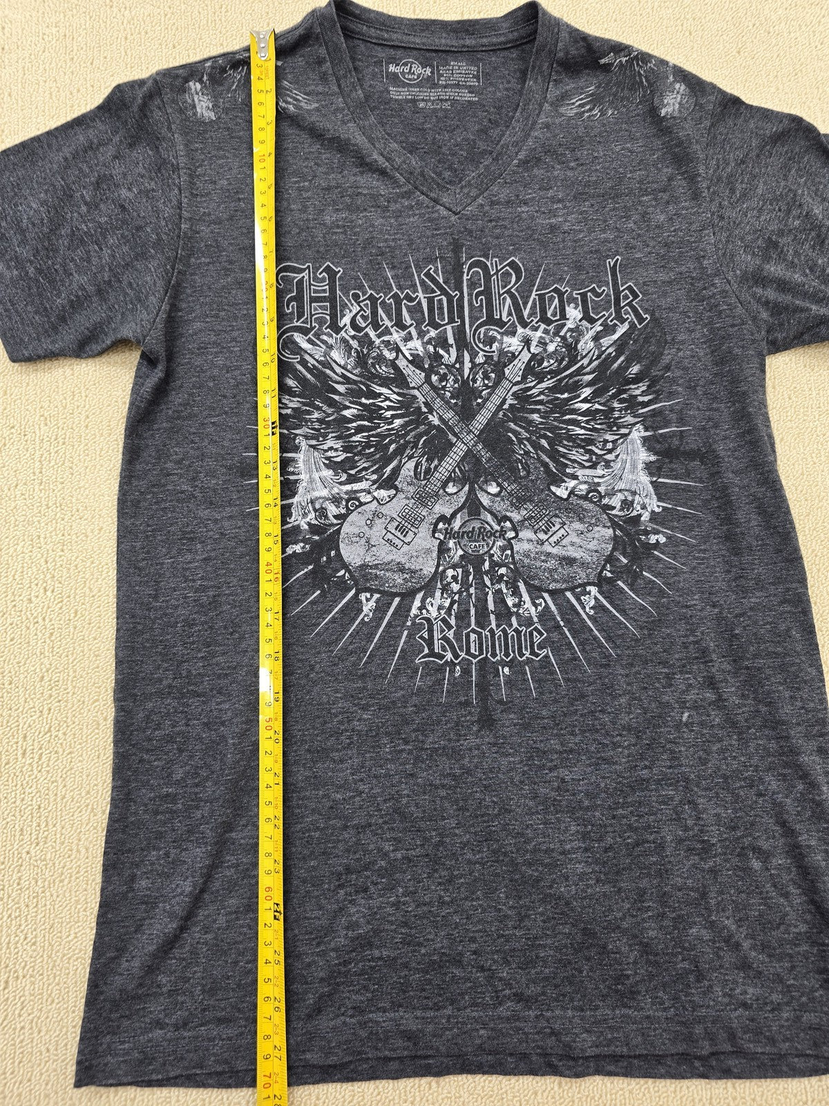 Hard Rock Cafe Grey V-Neck T-Shirt Small Short Sleeve Unisex