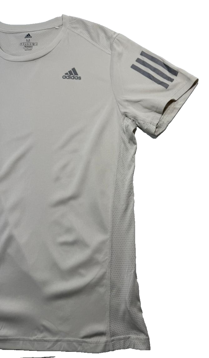 Adidas Men's Light Grey Running Climacool Performance T-Shirt 3-Stripe M