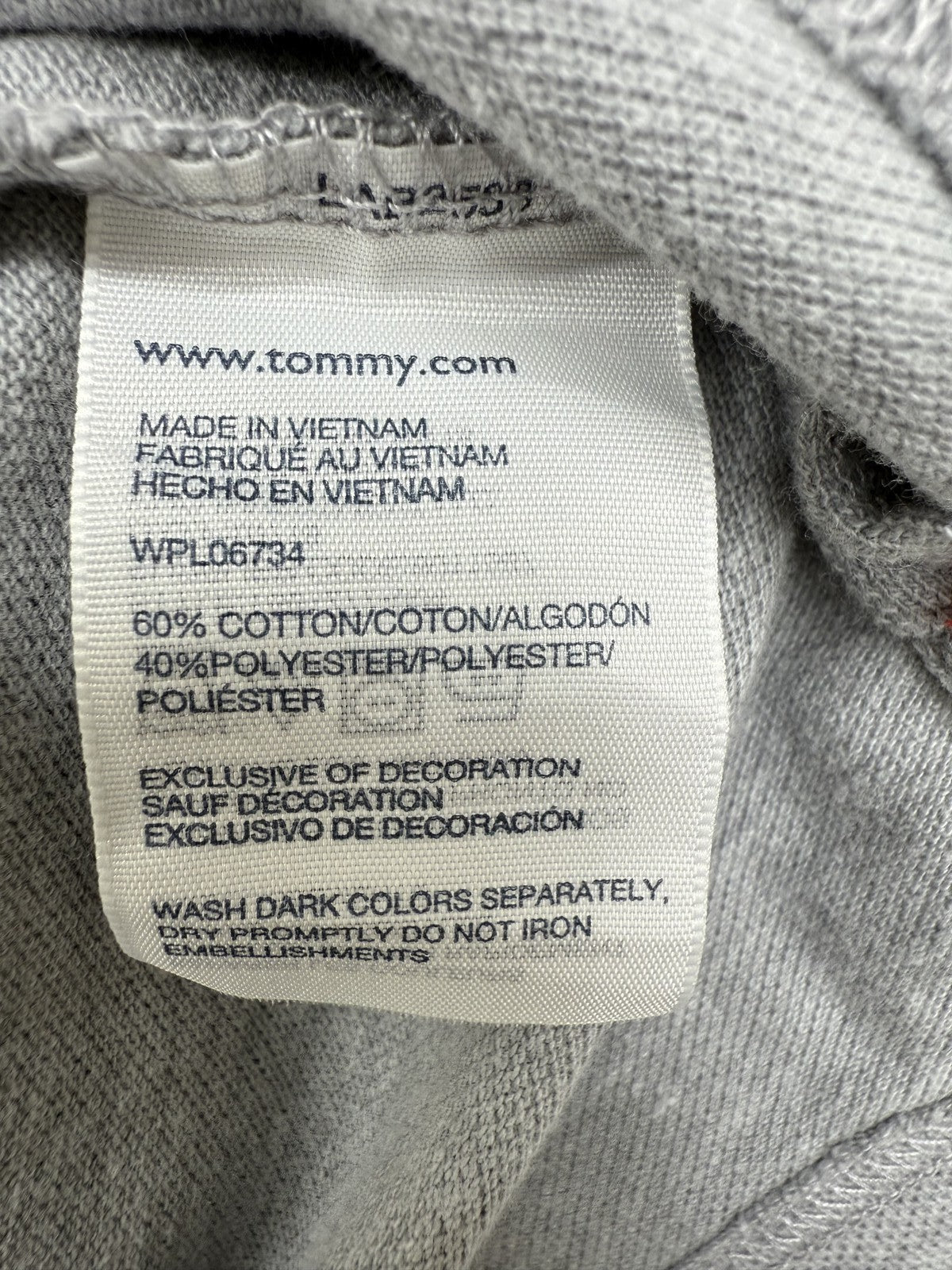 Tommy Hilfiger Men's Gray Short Sleeve Polo L Contrast Collar Embroidered