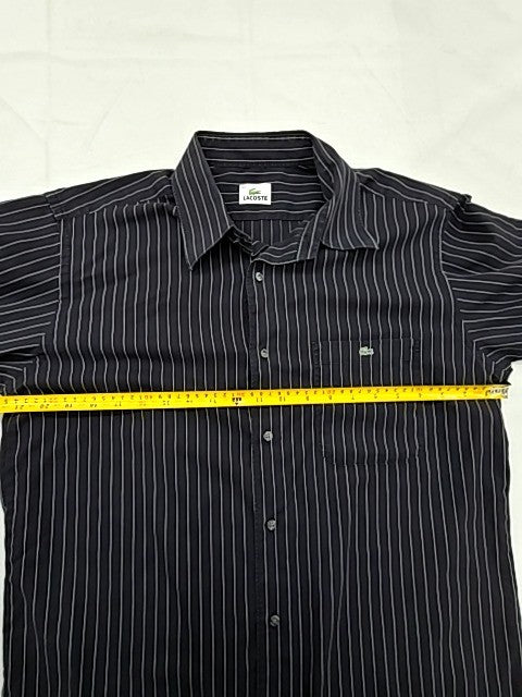 Lacoste Men's Navy White Stripe Cotton Button Down Shirt 43