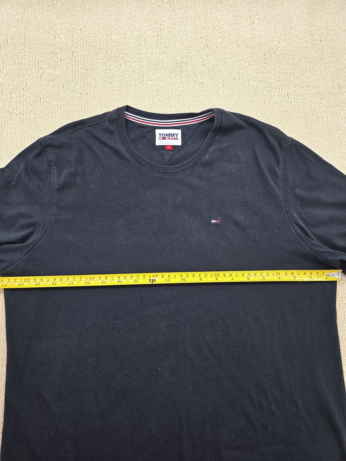 Tommy Jeans Men's Black L Logo Crew Neck Cotton T-Shirt