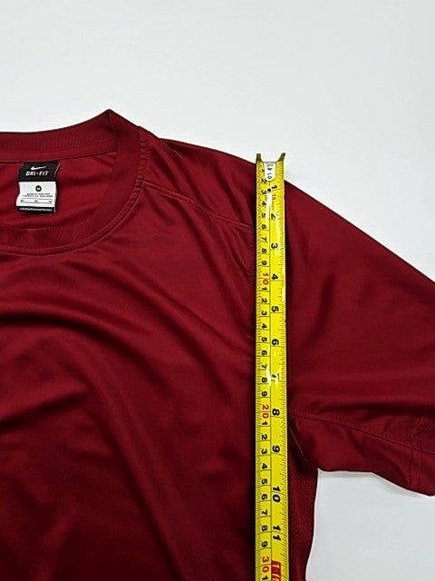 NIKE Men Red Dri-FIT Logo T-Shirt Size M Athletic Crew Neck Performance Knit