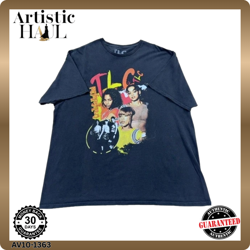 TLC Vintage Band T-Shirt XL Black Graphic Print 1996 Cotton