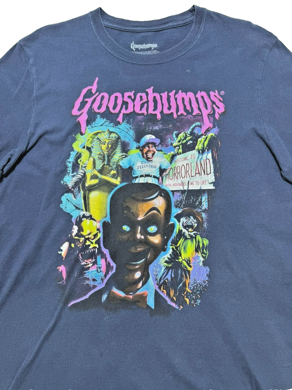Goosebumps T-Shirt Men's Large Blue Welcome To Horror-Land Short Sleeve Tee