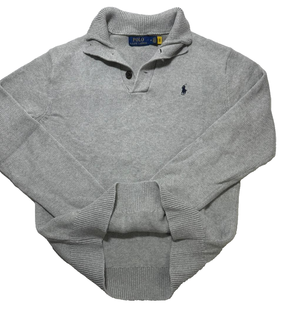 Polo Ralph Lauren Grey Knit Shawl Collar Sweater Men's M