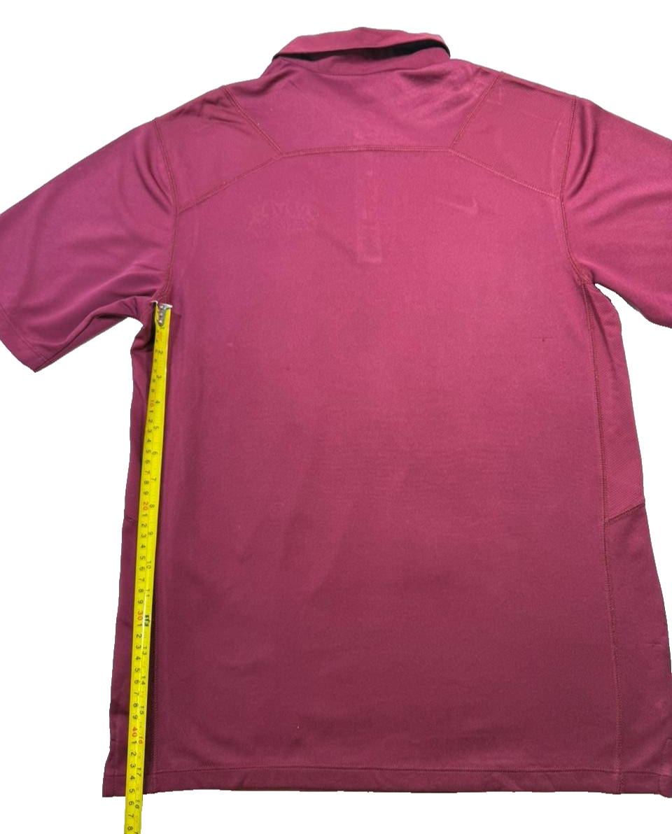 Nike Men's Maroon Nmh Lacrosse Dri-FIT Polo Shirt White Swoosh Size L