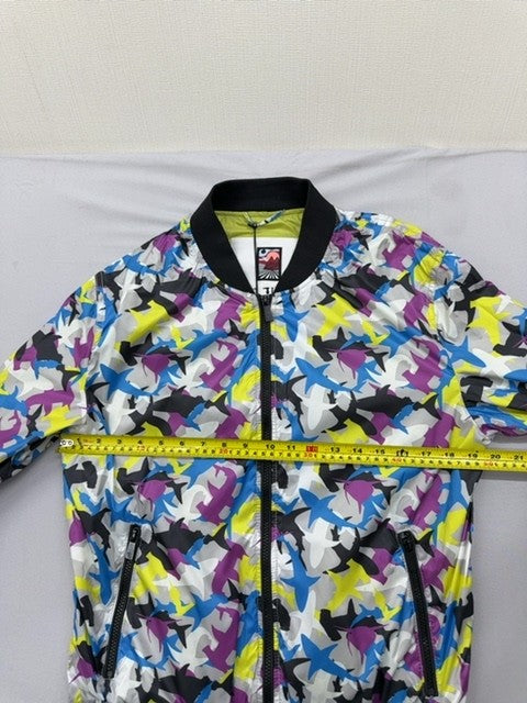 Trussardi Jeans Men's Multicolor Shark Print Bomber Jacket Zip Reg