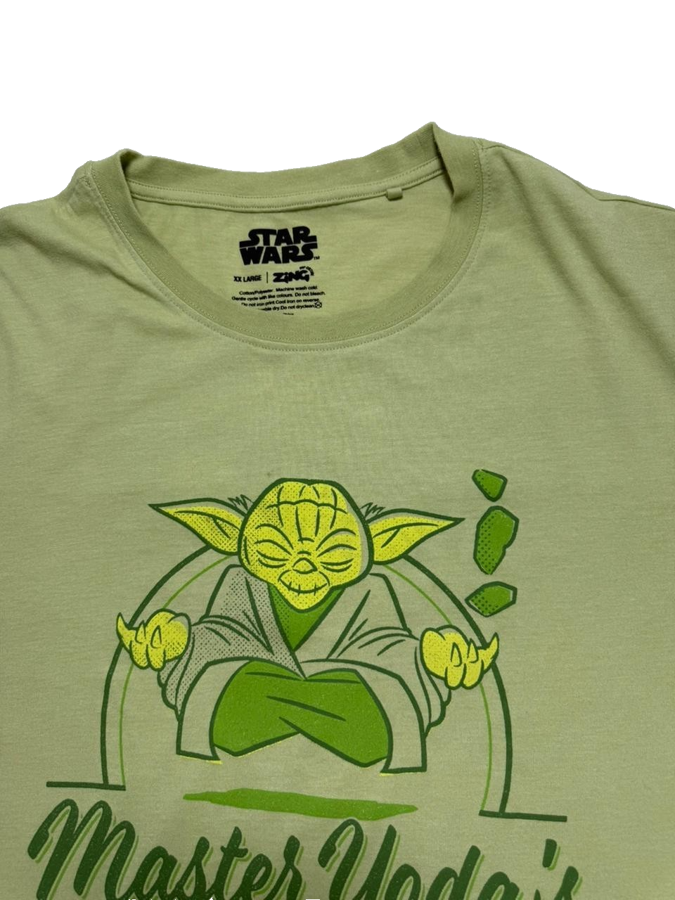 Star Wars Shirt Master Yoda Meditation Center Light Green Short Sleeve XXL