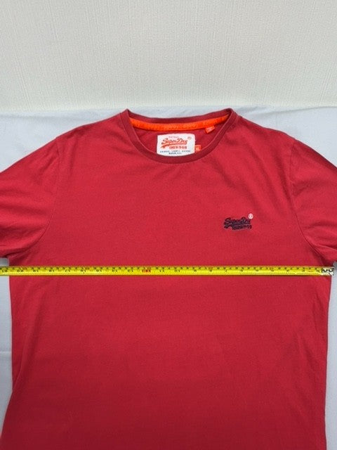 Superdry Men's XL Red Short Sleeve T-Shirt Crew Neck Embroidered Logo