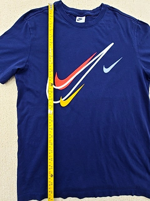 Nike Swoosh Navy M Short Sleeve 100% Cotton Crewneck T-Shirt