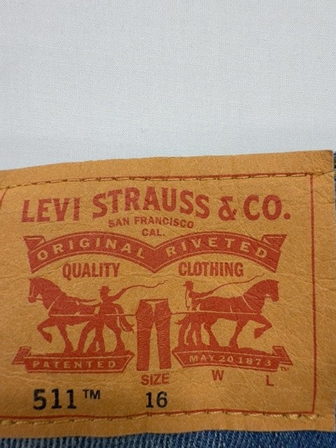Levi's Boys Blue Denim 511 Slim Fit Size 16 Casual Button Jeans