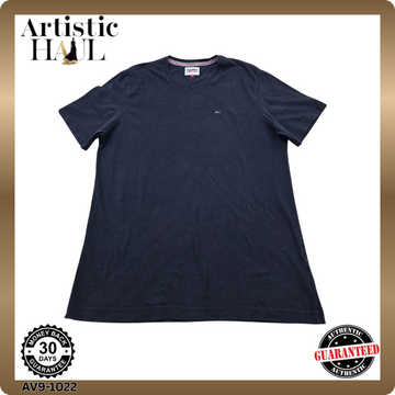 Tommy Jeans Men's Black L Logo Crew Neck Cotton T-Shirt