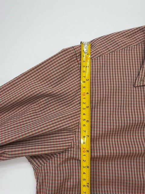 Lacoste Men Burgundy Gingham Cotton Button-Down Shirt Size 41 Preppy