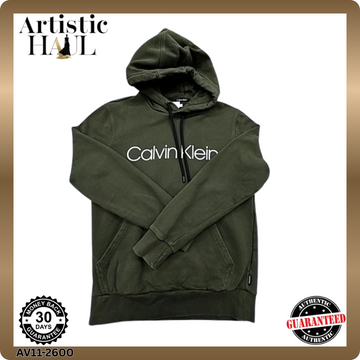 Calvin Klein Unisex Green Pullover Hoodie Size XS
