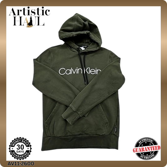 Calvin Klein Unisex Green Hoodie – Size XS, Pullover