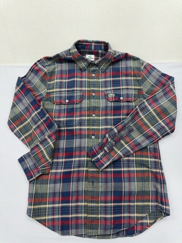 Lacoste Men's Size 39 Multicolor Plaid Flannel Long Sleeve Button-Down Shirt