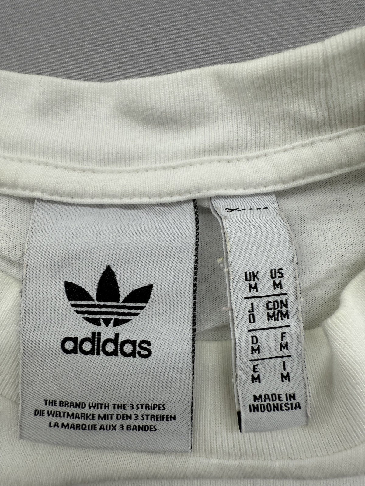 Adidas Originals 3 Stripes White Cotton T-Shirt Men's M Regular