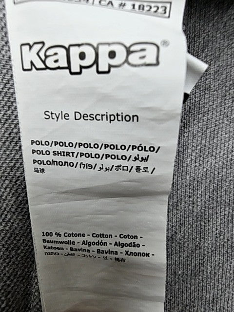 Kappa Unisex Grey Yellow Accent Cotton Polo Shirt Size L Short Sleeve