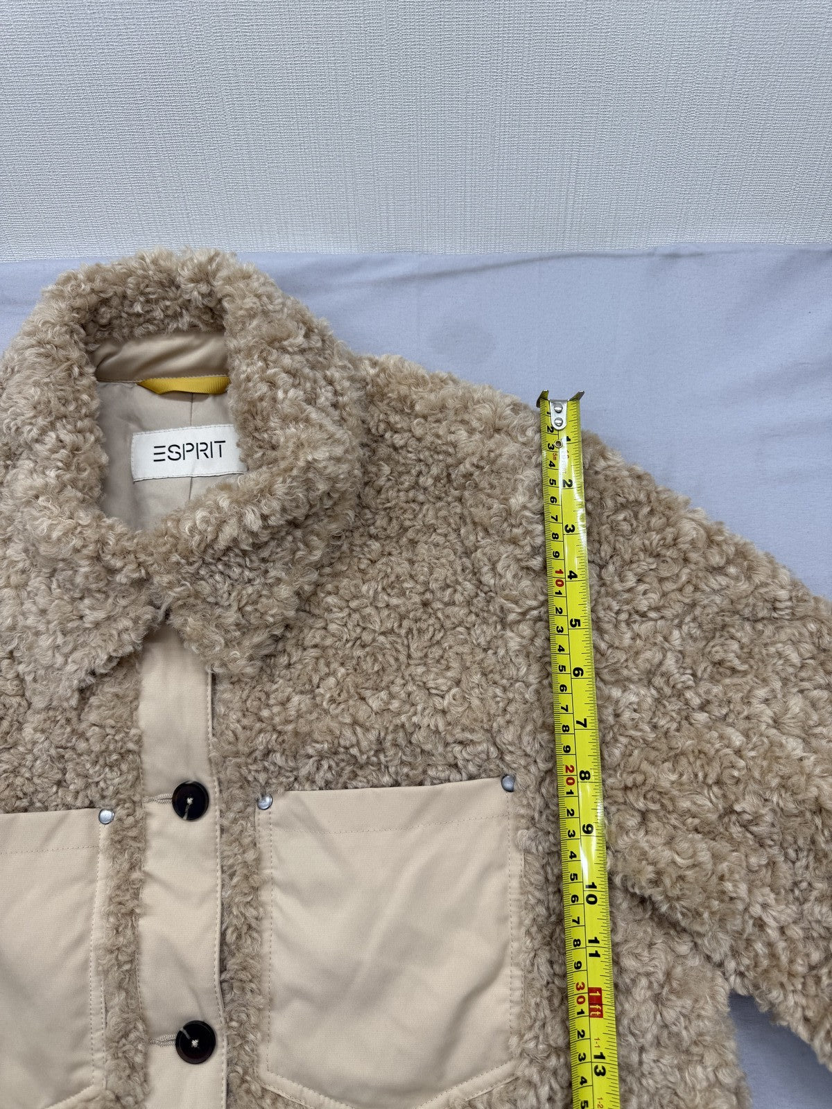 Esprit Women's XL Teddy Fur Biker Jacket Natural Winter