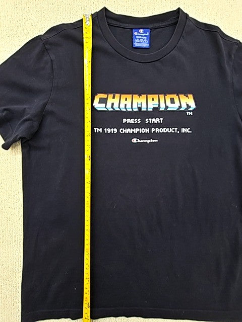 Champion Black T-Shirt Medium Short Sleeve Crewneck 100% Cotton