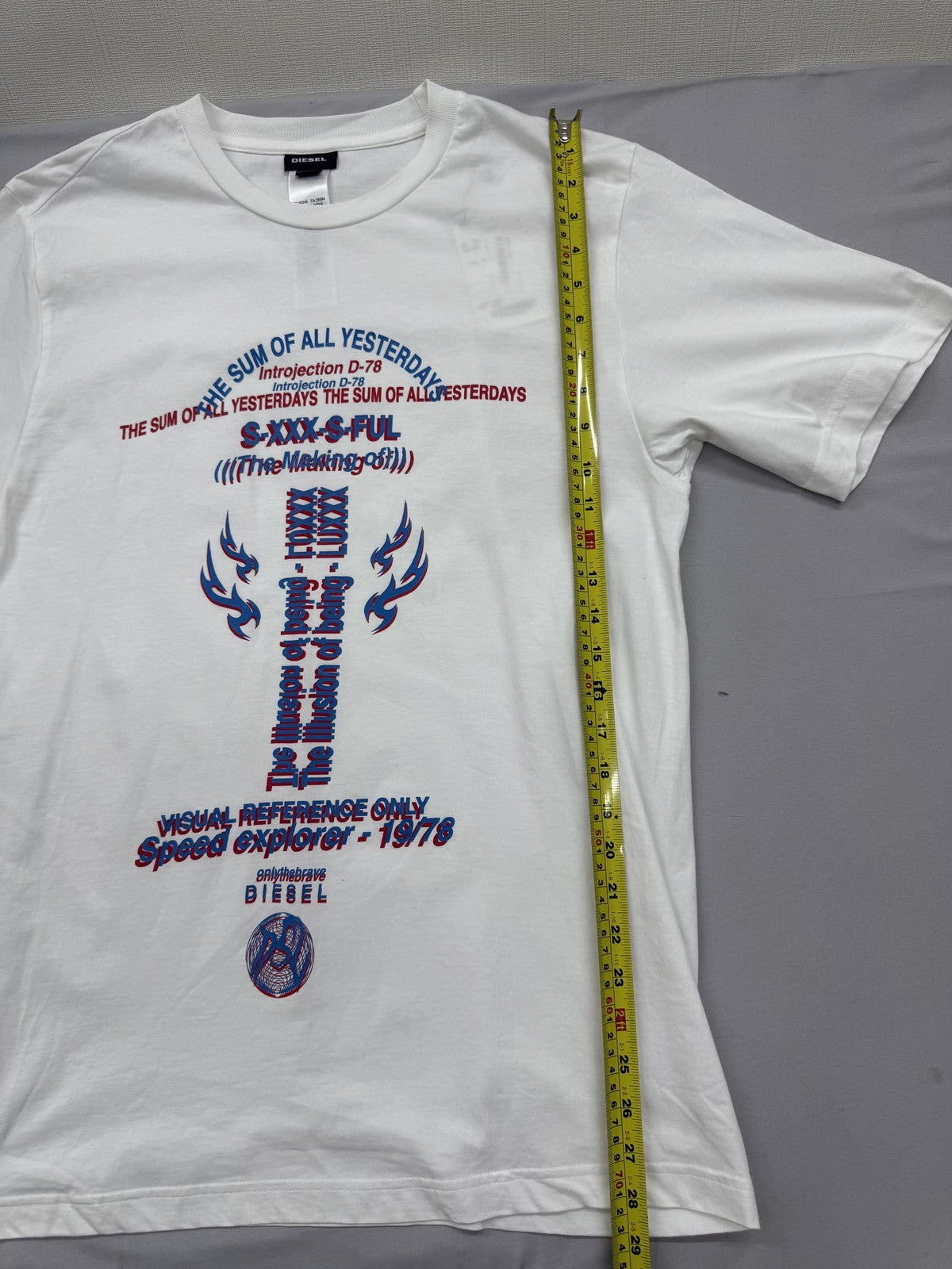 Diesel Men's White Graphic Print Short Sleeve T-Shirt S Cotton