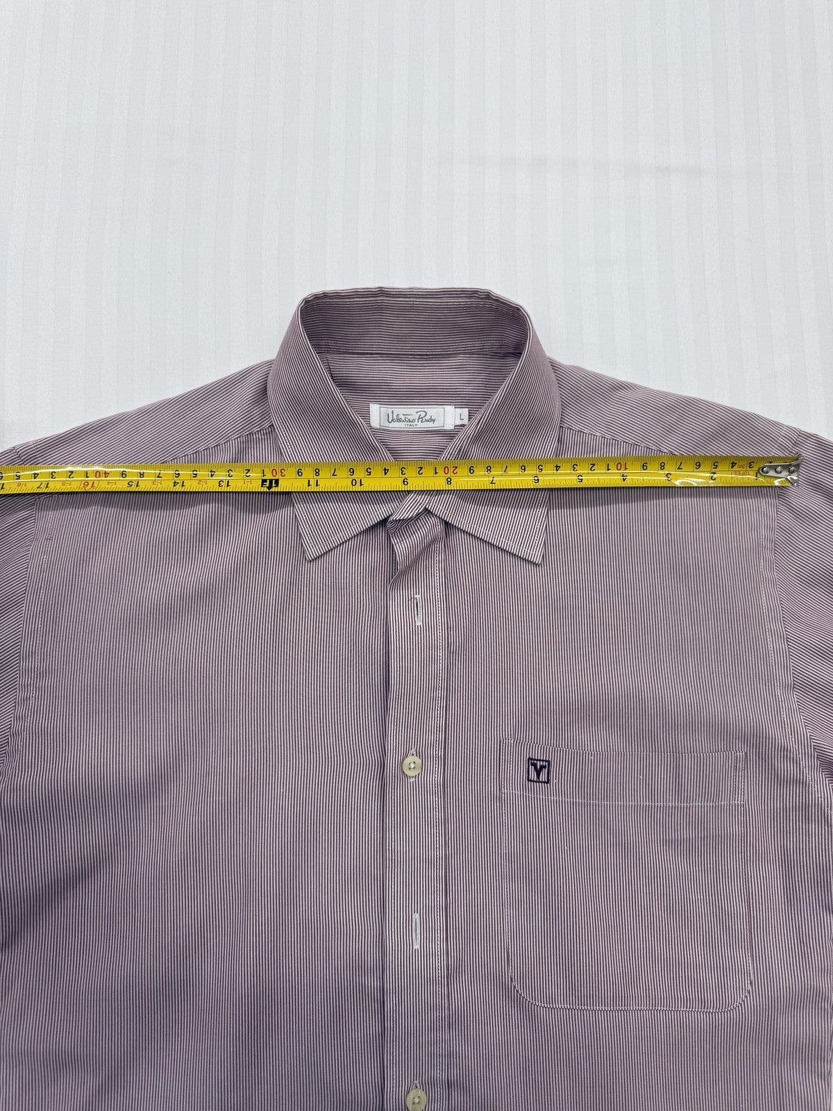 Valentino Rudy Mauve Striped L Long Sleeve Cotton Shirt Italy
