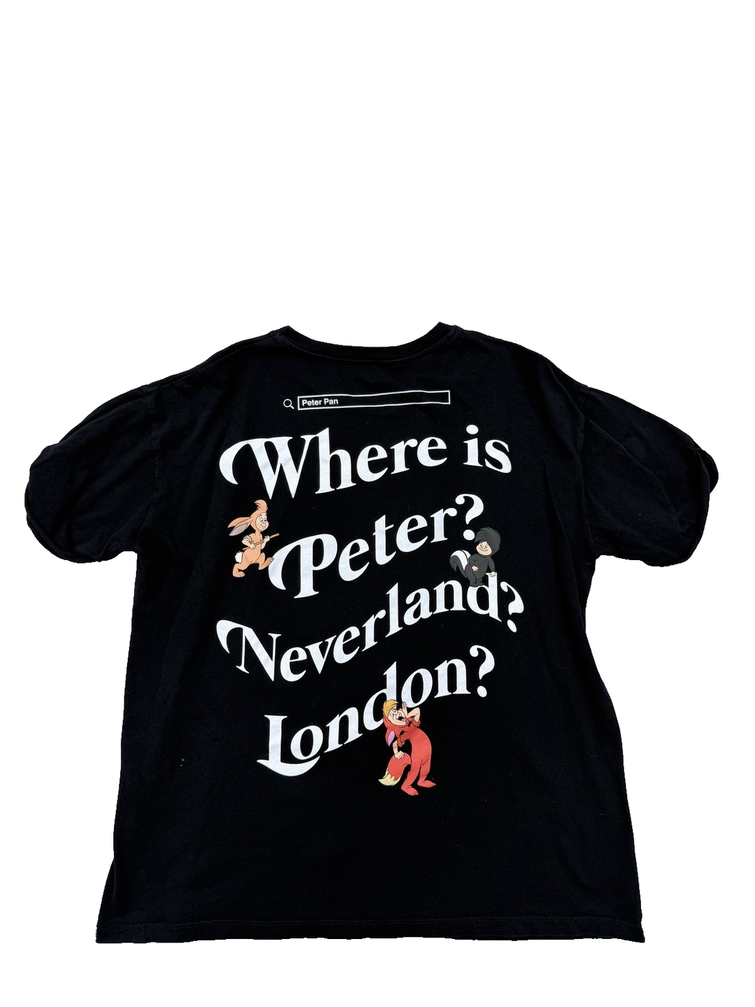 Pull&Bear Peter Pan Disney Black T-Shirt L Short Sleeve Graphic