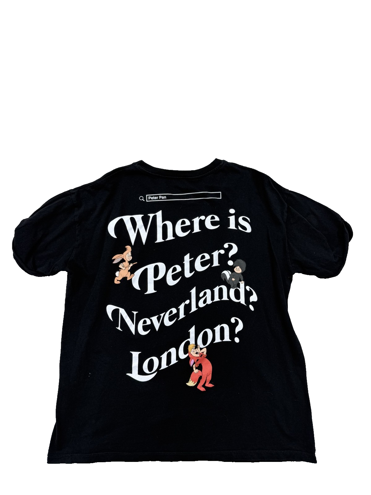 Pull&Bear Peter Pan Disney Black T-Shirt L Short Sleeve Graphic