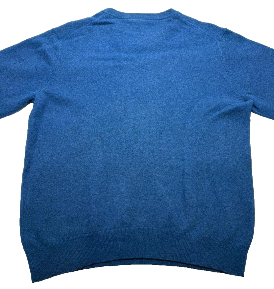 Lacoste Men's Blue Wool Crewneck Sweater Classic Crocodile Logo