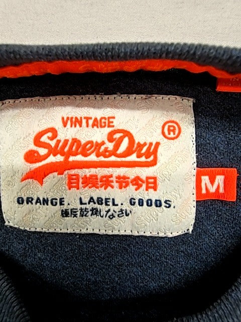 Superdry Men's Navy T-Shirt Size M Vintage Crew Neck Relaxed Fit
