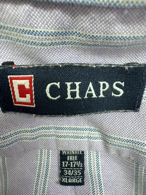 Chaps Light Blue XL 17-17.5" Dress Shirt Wrinkle Free Stretch Cotton Long Sleeve