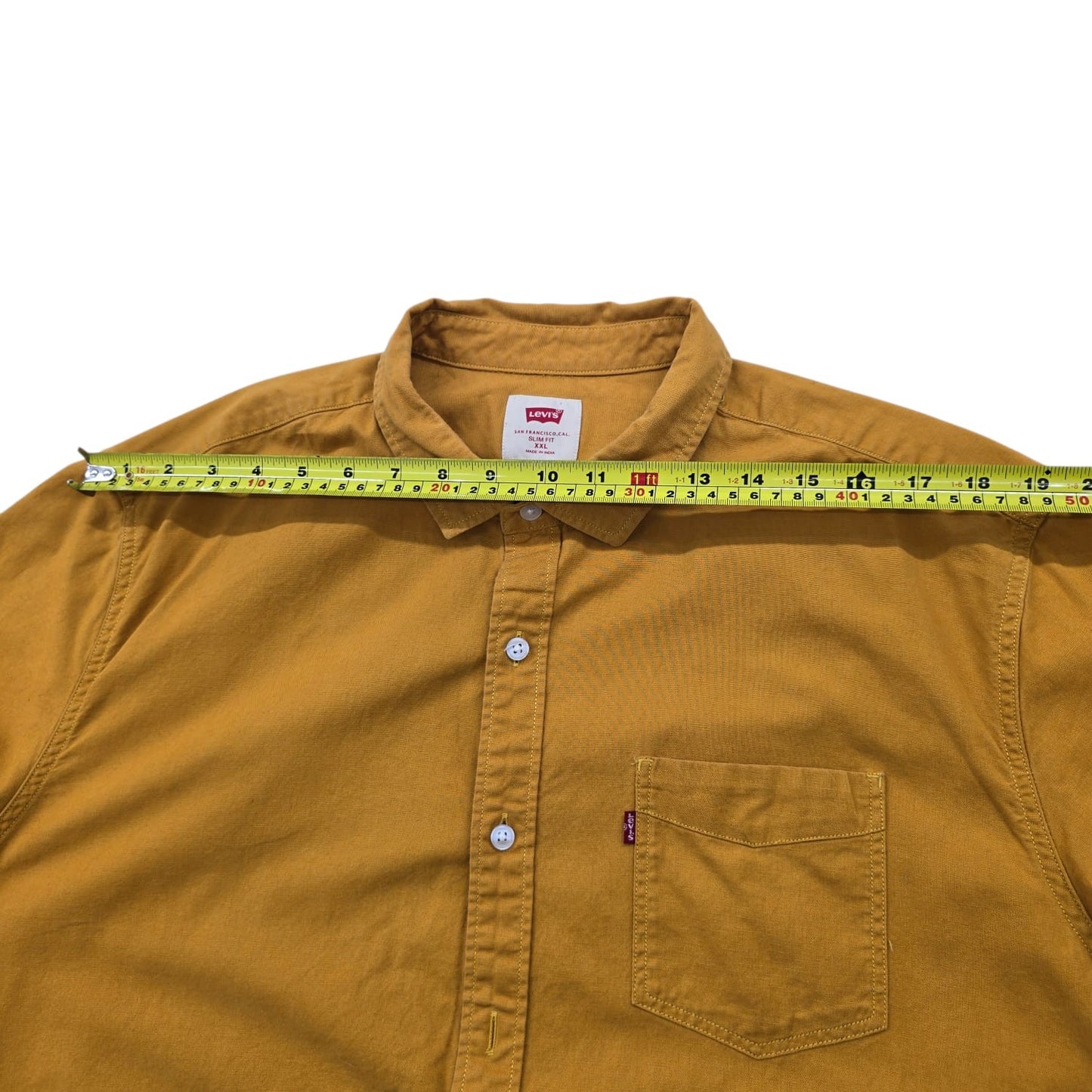 Levi's Men's Golden Yellow Slim Fit Short Sleeve Shirt XXL