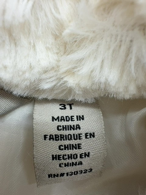 Calvin Klein Jeans Boys Ivory Faux Fur Coat 3T Button Closure