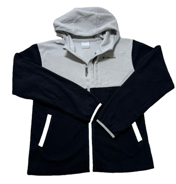 Columbia Men's Full Zip Fleece Hoodie Grey Navy Soft Warm Jacket Size XL