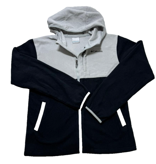 Columbia Men's Full Zip Fleece Hoodie Grey Navy Soft Warm Jacket Size XL