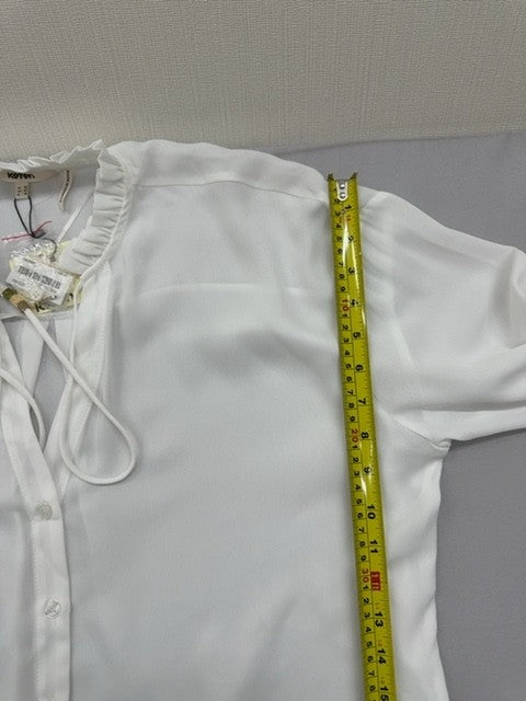 Koton White Chiffon Ruffle Long Sleeve Blouse Women's Size 42