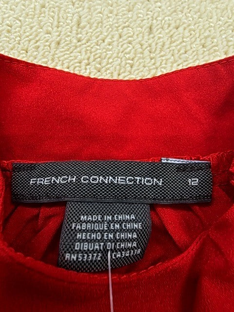 French Connection Red Sleeveless Blouse Stand Collar Women's Regular Size 12