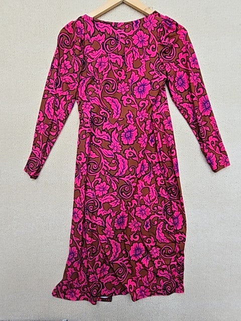 River Island Pink Floral Midi Dress Petite Size 6 Long Sleeve