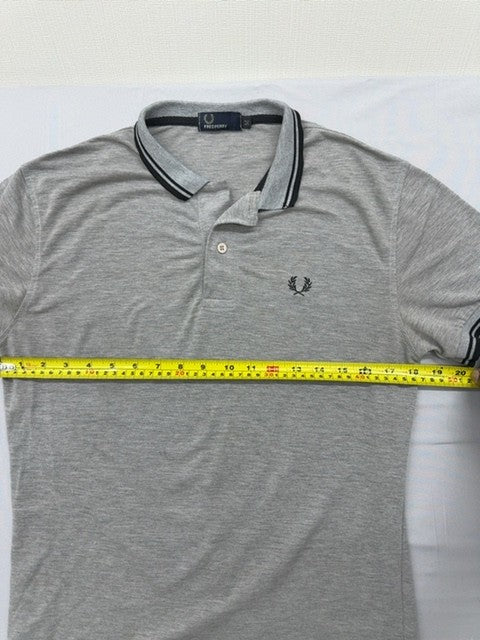 Fred Perry Grey Cotton Polo Shirt Men's M Short Sleeve Laurel Wreath