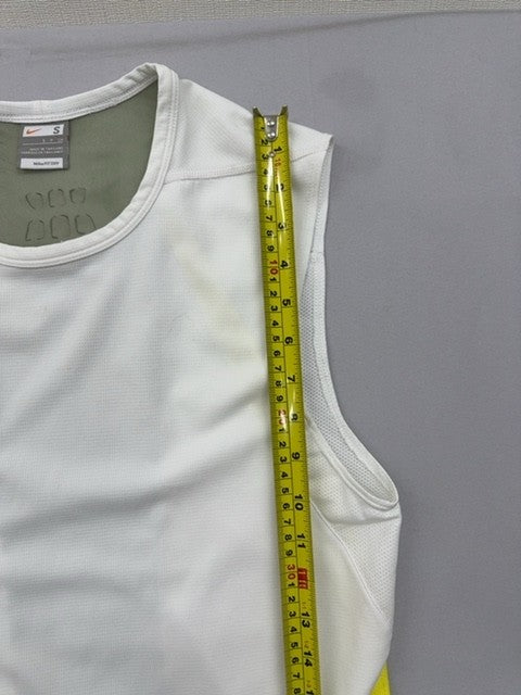 Nike Dri-FIT White Yellow S Sleeveless Tank Top Workout Crewneck